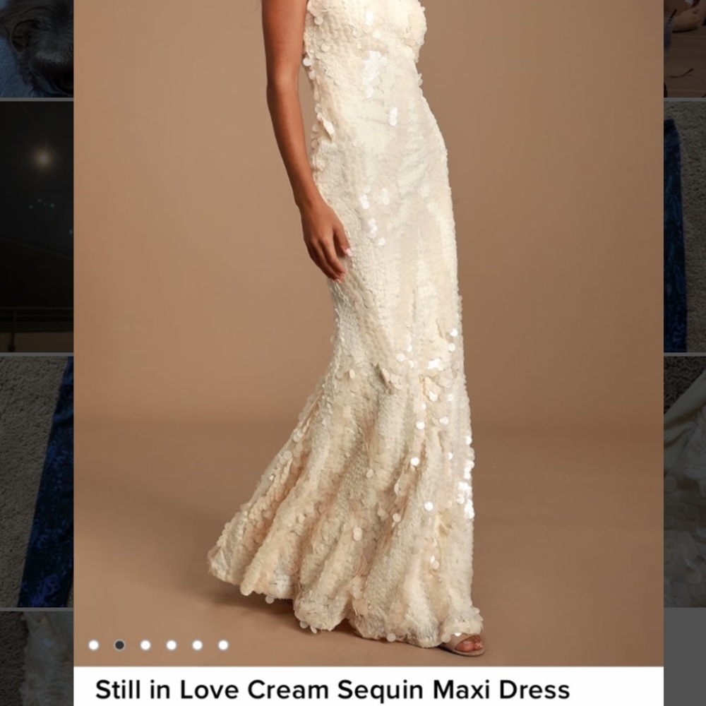 Lulu’s Still in Love Cream Sequin Maxi dress
